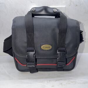 Vintagr Canon Camera DSLR Bag Case Organizer Black Red Shoulder Strap 90's EUC